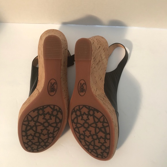 Sofft Peep Toe Wedges Black Leather Size 8 - Picture 12 of 14